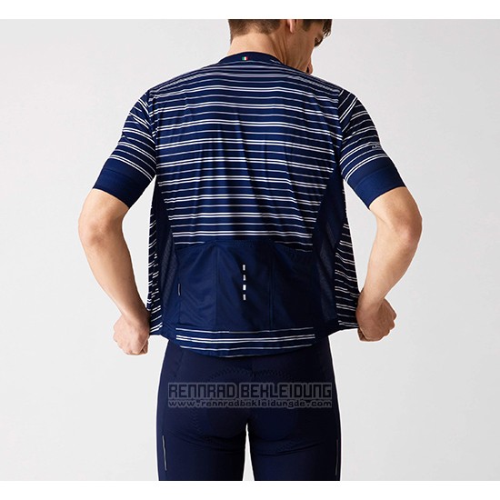 2019 Fahrradbekleidung La Passione Stripe Blau Trikot Kurzarm und Tragerhose